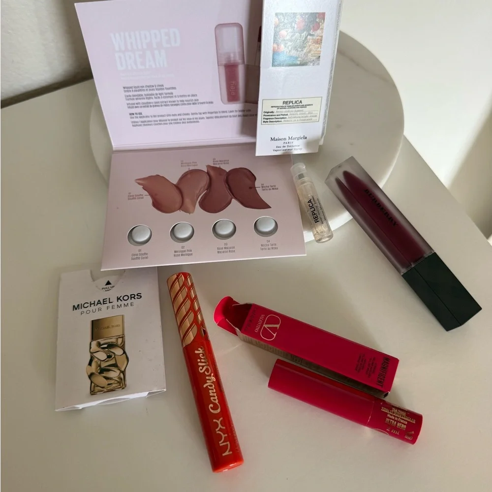 NWT set: Burberry full size lipstick, Valentino mascara,Maison Margiela, Kaja,MK